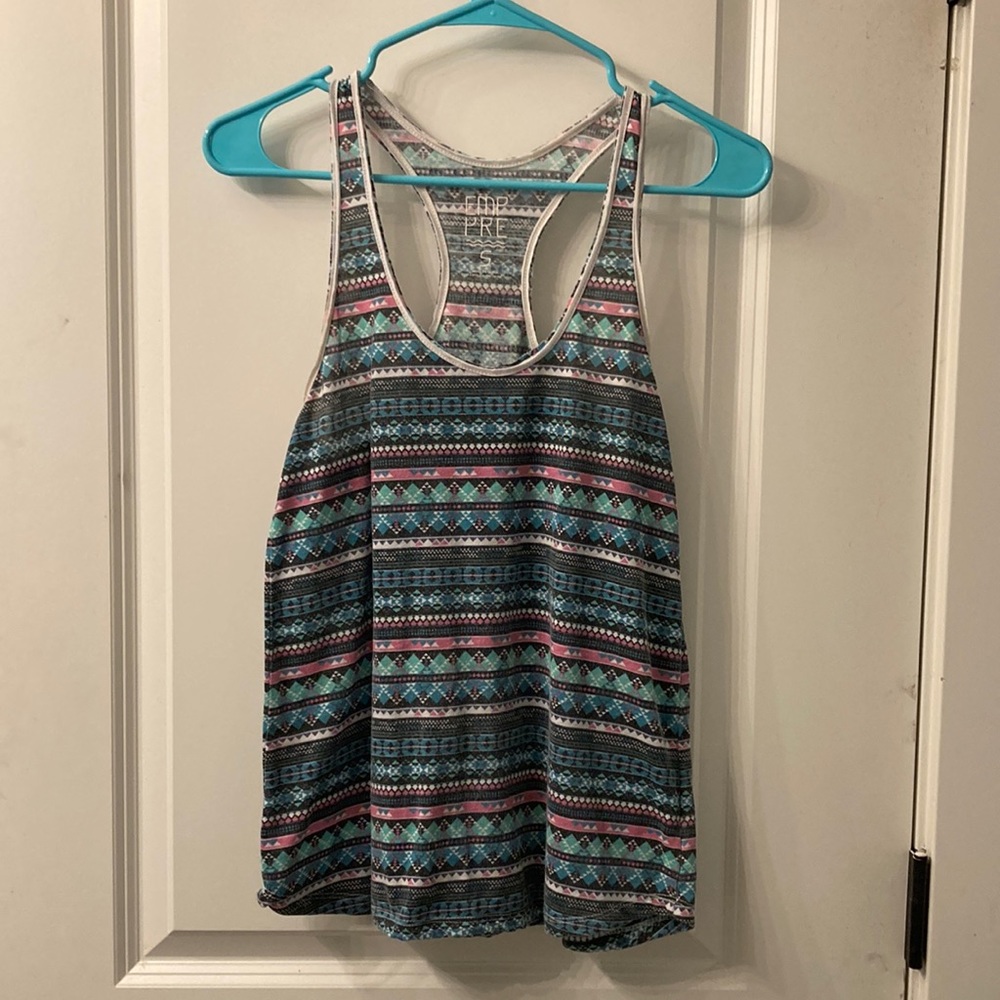 Distressed racer back tribal tank